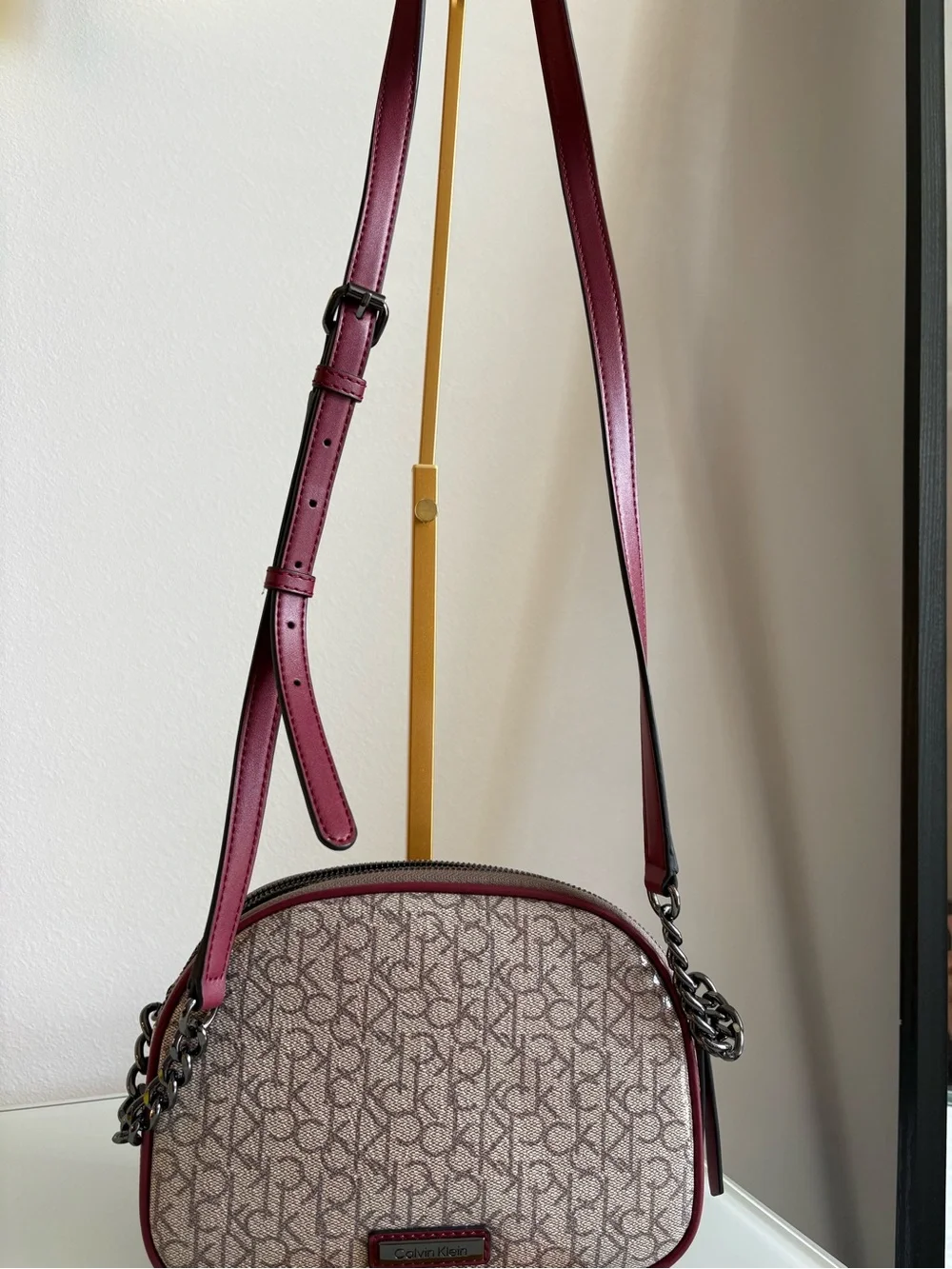 Calvin Klein Cream Monogram Crossbody with Red Trim - Picture 11 of 11